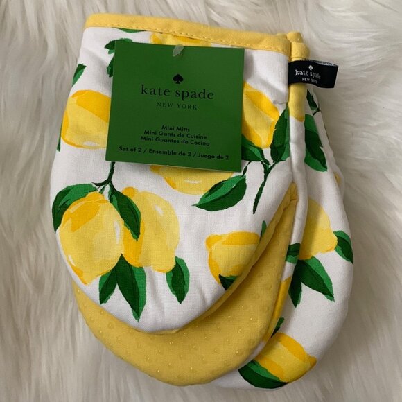 KATE SPADE Lemons Kitchen Towels & Mini Oven Mitts Set - Picture 3 of 4